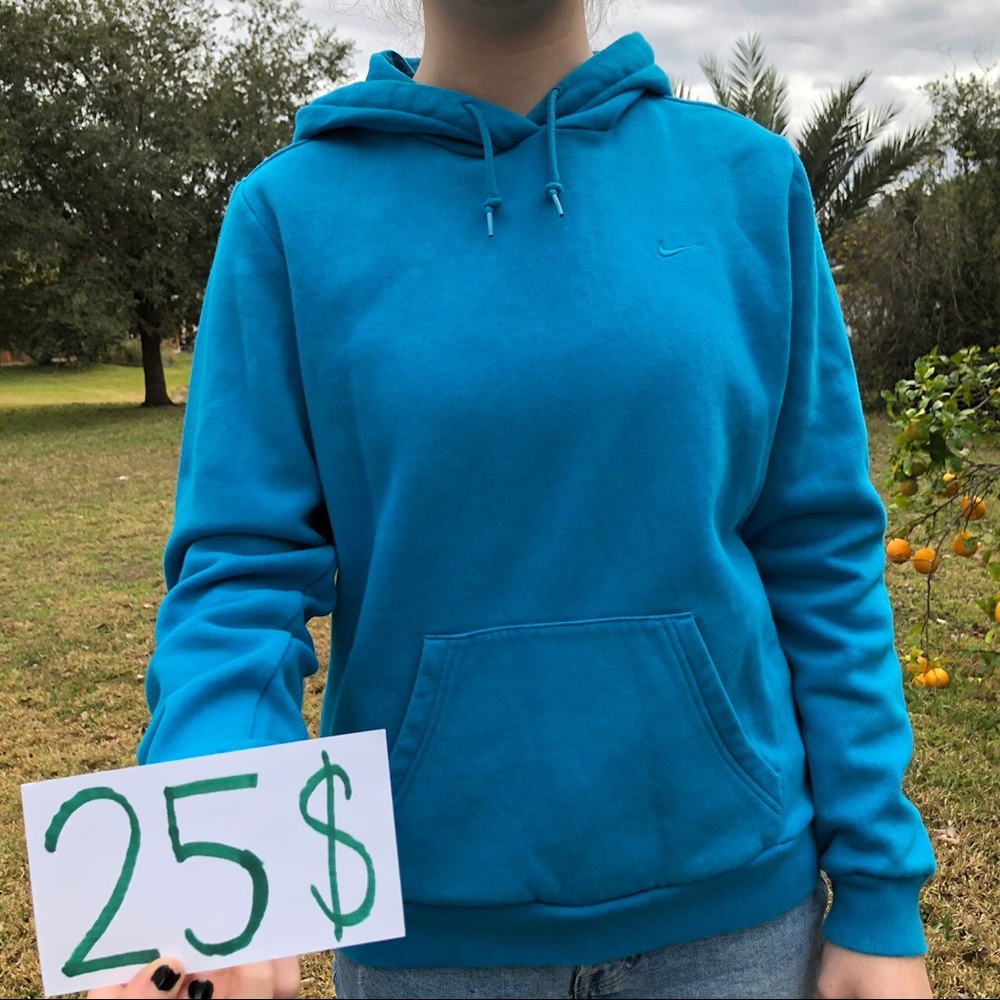 Blue Nike corner logo hoodie
